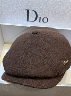 秋冬时尚羊毛保暖八角帽出游百搭时尚前进帽加厚复古鸭舌帽显脸小