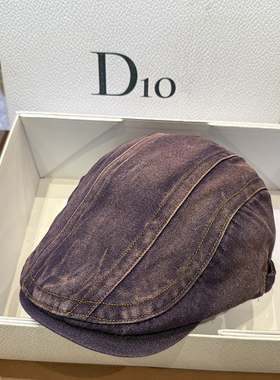 时尚显脸小牛仔布前进帽紫色休闲老钱风帽子女复古英伦鸭舌帽逛街