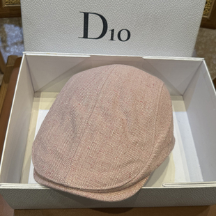 小香风粉色前进帽毛呢百搭显脸小帽子纯色高级感贝雷子鸭舌英伦风