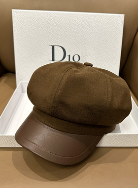 韩国百搭休闲鸭舌帽毛呢皮帽檐八角帽时尚复古报童学生帽显脸小潮