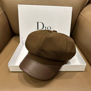 韩国百搭休闲鸭舌帽毛呢皮帽檐八角帽时尚 复古报童学生帽显脸小潮