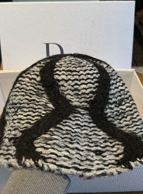 秋冬百搭保暖灰色渔夫帽简约气质休闲盆帽时尚毛线帽护耳针织帽子