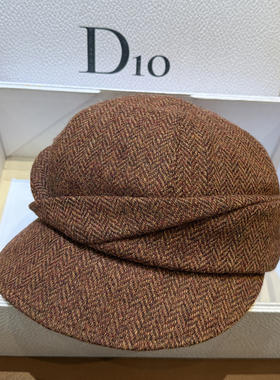 秋冬羊毛马术帽拼色日本鸭舌帽保暖显脸小报童帽混色时尚贝雷帽子