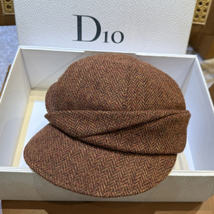 秋冬羊毛马术帽拼色日本鸭舌帽保暖显脸小报童帽混色时尚 贝雷帽子