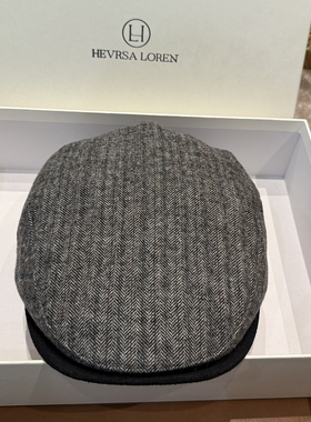 秋冬条纹拼色羊毛前进帽时尚休闲时尚鸭舌帽百搭复古贝雷帽显脸小