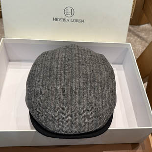 秋冬条纹拼色羊毛前进帽时尚 鸭舌帽百搭复古贝雷帽显脸小 休闲时尚