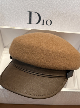 秋冬皮帽沿鸭舌帽显脸小羊毛顶报童帽平顶时尚逛街贝雷帽英伦风潮