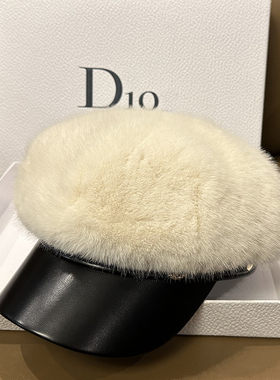 秋冬显脸小保暖毛毛报童帽加厚休闲鸭舌帽PU皮帽沿日系画家帽八角