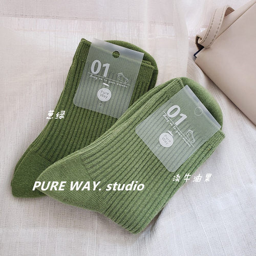 四季袜子双针纯色常规韩国短袜女