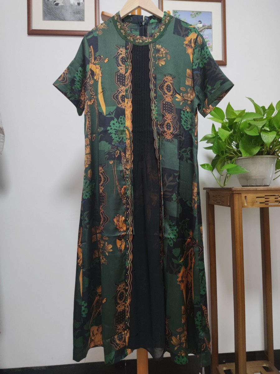 新中式国风真丝连衣裙女新款清仓