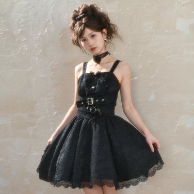 森女部落原创蕾丝花边背带连衣裙