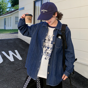 上衣 百搭宽松长袖 森女部落可爱猫咪刺绣牛仔衬衫 外套女2026春新款