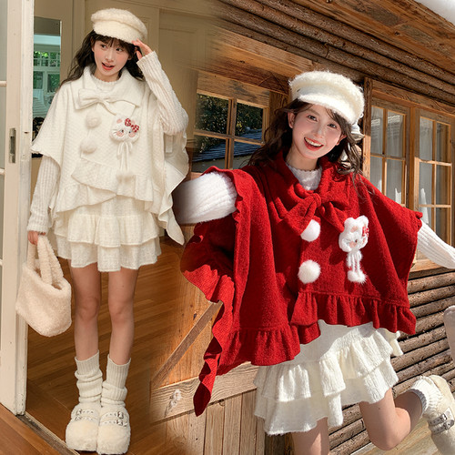 甜美风可爱猫咪设计感毛呢外套女