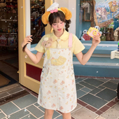 森女部落原创甜美元 气小个子宽松小熊印花背带裙女2026初夏穿搭