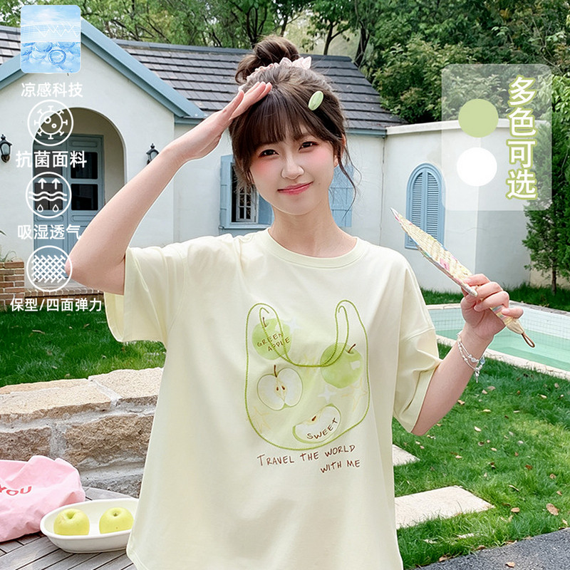 森女部落甜美T恤女2026新款青苹果印花学生党凉感抗菌短袖上衣夏