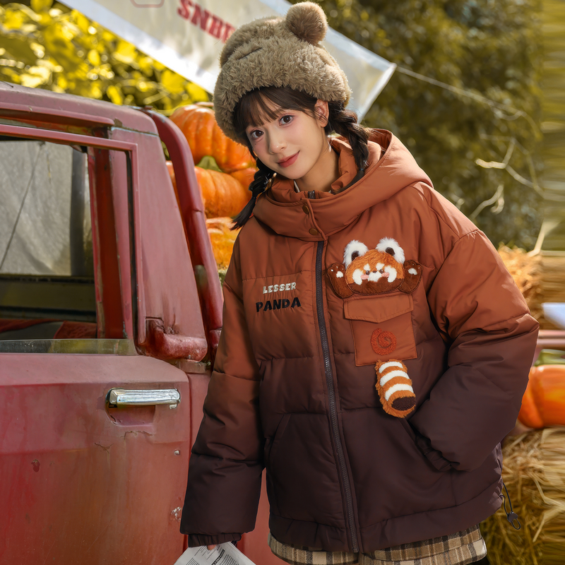 【现货】森女部落原创立体熊猫渐变棉衣棉服面包服萌新款女装冬款