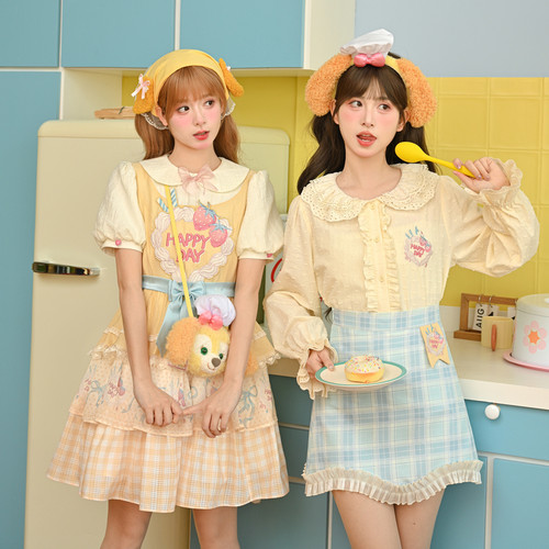 原创甜美减龄多巴胺娃娃领衬衫女