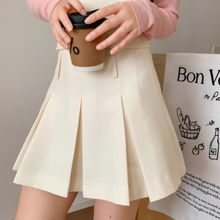 森女部落学院风百搭纯色高腰A字半身裙女2025新款 高腰百褶裙 夏季