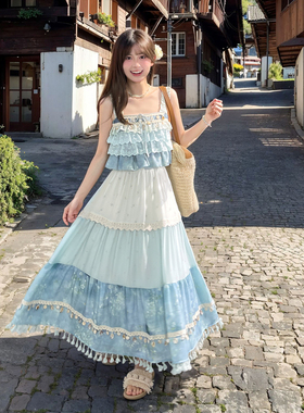 森女部落甜美设计感半身裙女2026夏新款小个子高腰显瘦度假风裙子