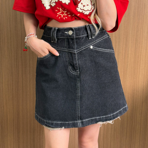 百搭显瘦复古牛仔裙高腰半身裙女