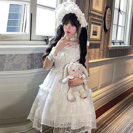 森女部落原创轻lo裙洛丽塔小裙子重工蕾丝连衣裙女2025新款设计感