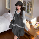 蝴蝶结设计感宽松百搭马甲冬季 森女部落学院风元 女新款 套装 气时尚