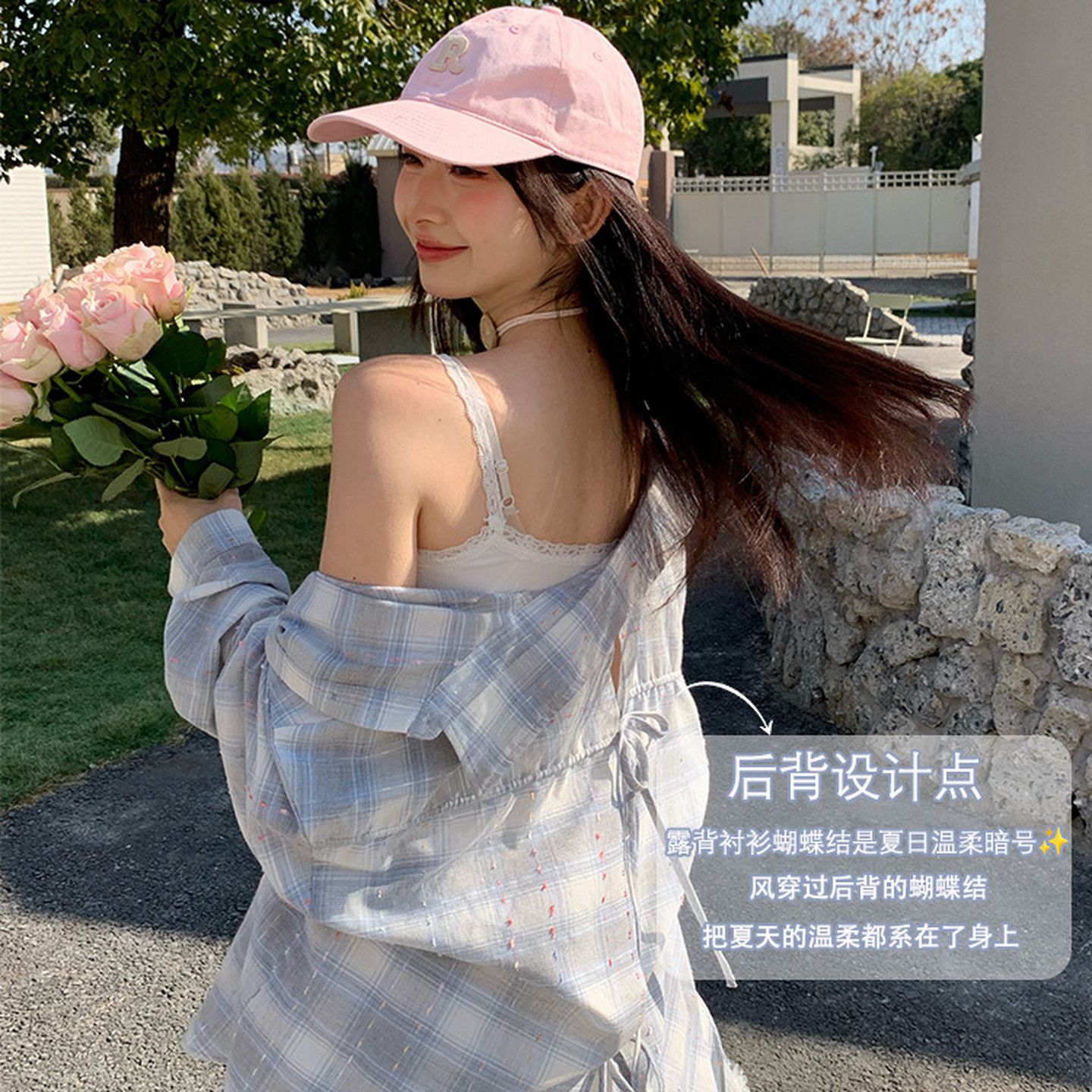 森女部落软妹宽松显瘦格子衬衫女2026新款彩点设计感春季百搭上衣