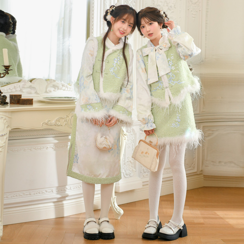 森女部落新中式兰花刺绣马甲半身裙小香风套装2025新款春秋季女,女装/女士精品,时尚套装,淘宝优惠券,粉丝福利购,淘宝优惠卷