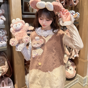 森女部落甜美风可爱小熊刺绣针织马甲女2025新款 宽松叠穿背心 秋季