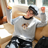 森女部落甜美小狗刺绣宽松套头毛衣女新款 百搭4.8%绵羊毛针织衫 冬