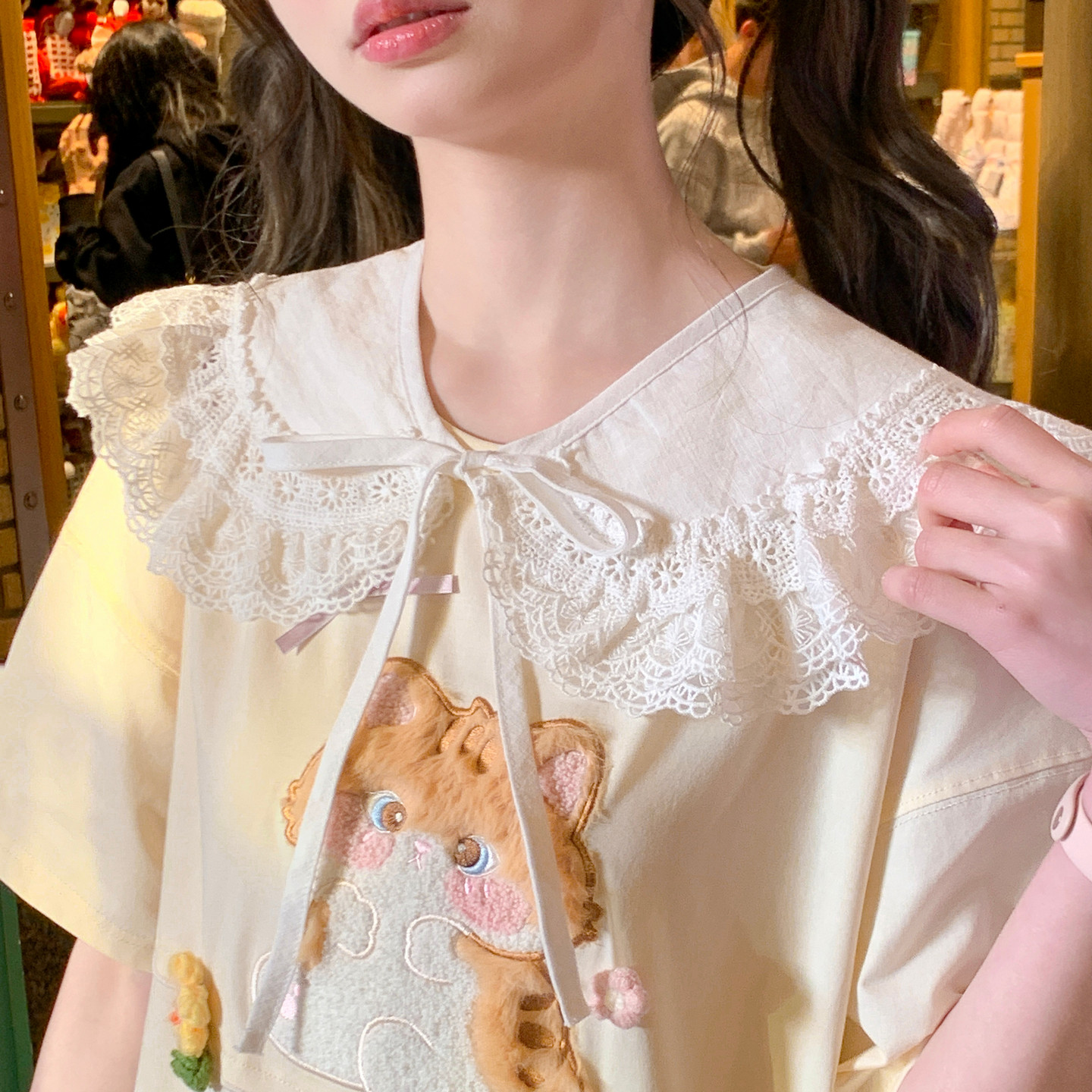 森女部落纯色蕾丝花边叠穿设计感软妹甜美纯棉假领子搭配2026新款