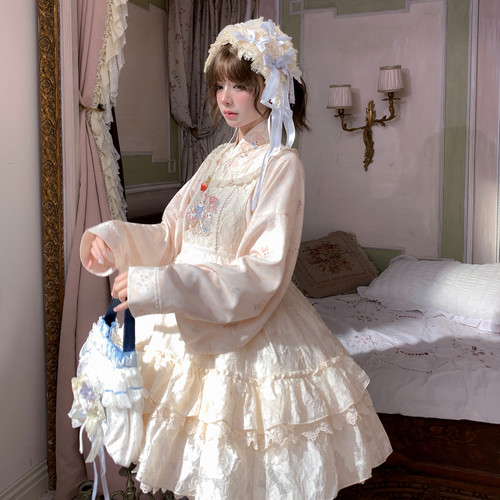 森女部落童话卡通刺绣无袖连衣裙女新款设计感叠穿轻lo背心裙春季