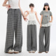 森女部落夏季 女2026新款 格子裤 子休闲直筒宽松气质百搭高腰阔腿裤
