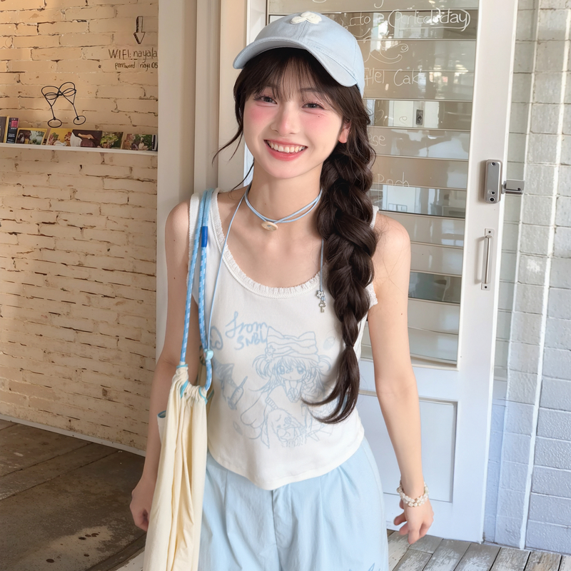 二次元印花轻亚文化背心外穿上衣