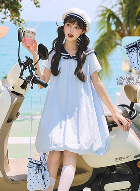 森女部落纯棉连衣裙裙子宽松学院风少女软妹花苞裙送包2026新款夏
