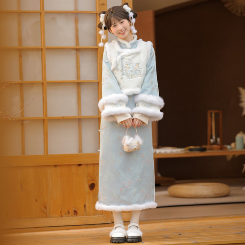 森女部落原创冬日国风两件套