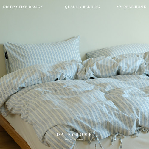 条纹干爽透气色织水洗纯棉四件套