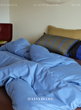 DAISYHOME秋冬复古磨毛撞色100支纯棉安哥拉红床单四件套被套床品