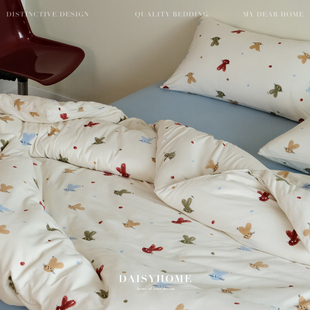 DAISYHOME可爱小兔子针织棉100全棉软糯亲肤母婴裸睡四件套床单式