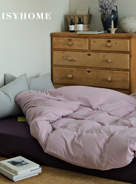 DAISYHOME月光下的女作家ins粉紫撞色针织棉全棉软糯床单笠四件套