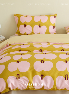 DAISYHOME圣诞氛围60支全棉贡缎亲肤苹果床单四件套被套床上用品