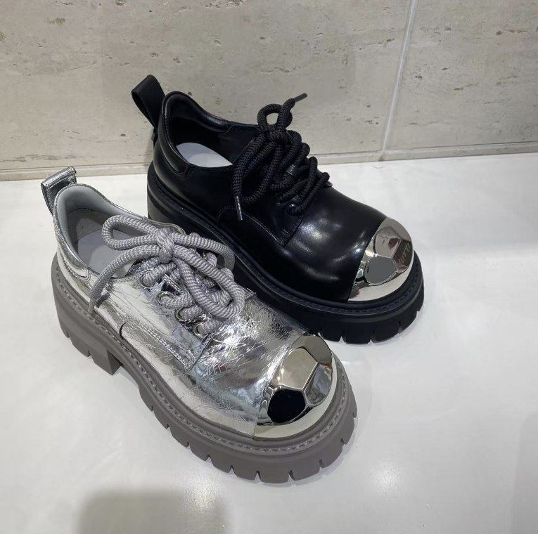 欧货正品2025春季新款真皮厚底松糕鞋珍珠系带运动休闲鞋单鞋,女鞋,浅口单鞋,淘宝优惠券,粉丝福利购,淘宝优惠卷