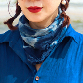 掌染草古法植物蓝染草木染原创手工传统扎染苎麻四季 佩戴围巾方巾