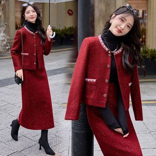 冬装 新娘回门服敬酒服钉钻两件套毛 新款