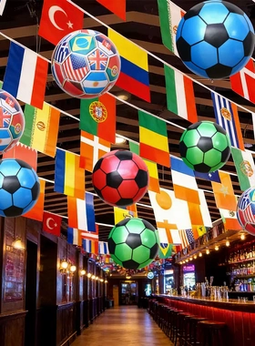 2026World Cup Decor Soccer ball世界杯装饰足球挂饰布置品串旗