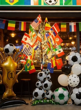 2026World Cup Soccer Decor世界杯足球发光灯树体彩店装饰树摆件