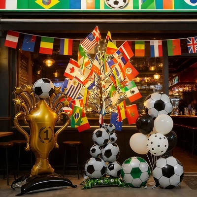 2026World Cup Soccer Decor世界杯足球发光灯树体彩店装饰树摆件