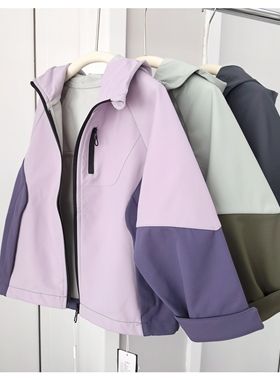 咆哮推荐！110-170码男女童秋冬连帽外套 加绒软壳三防运动冲锋衣