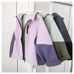 男女童秋冬连帽外套 170码 加绒软壳三防运动冲锋衣 110 咆哮推荐