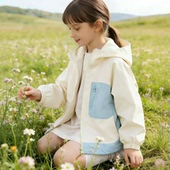 可亲子大童薄外套防晒衣 180男女童春夏连帽冲锋衣 户外山系 120